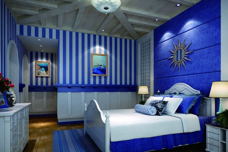 Bedroom colour schemes in navy blue
