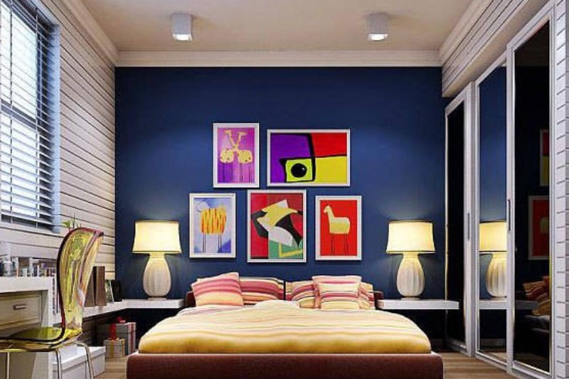 Black and blue bedroom walls