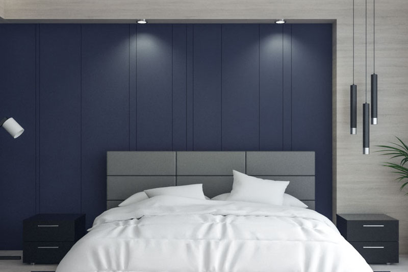 Blue feature wall 