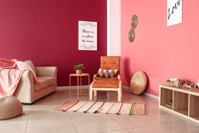 Burgundy and pink wall combination