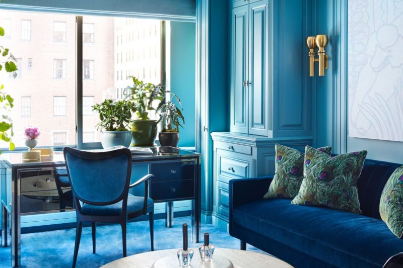 Create a relaxing environment with a blue colour scheme