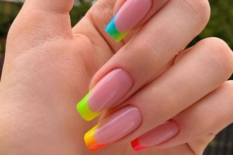 Rainbow pastel manicure