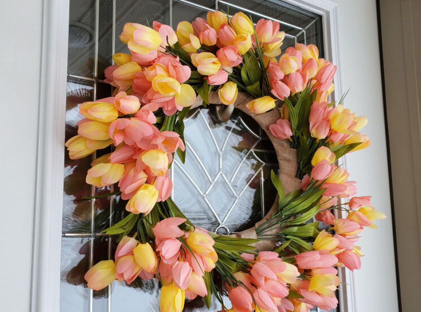 Tulip wreaths for front door