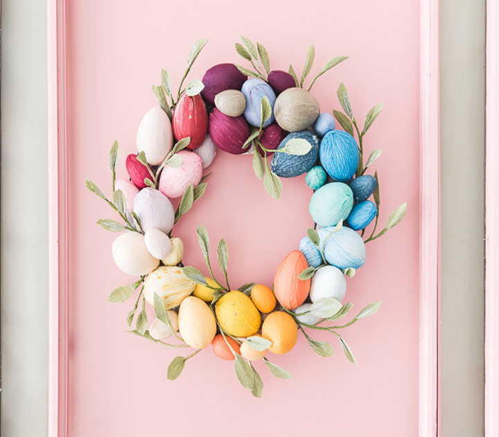 Wreath of egg carton for easter