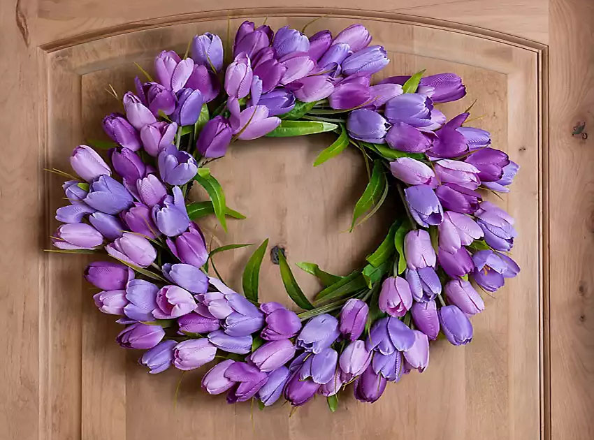 purple tulip door wreath