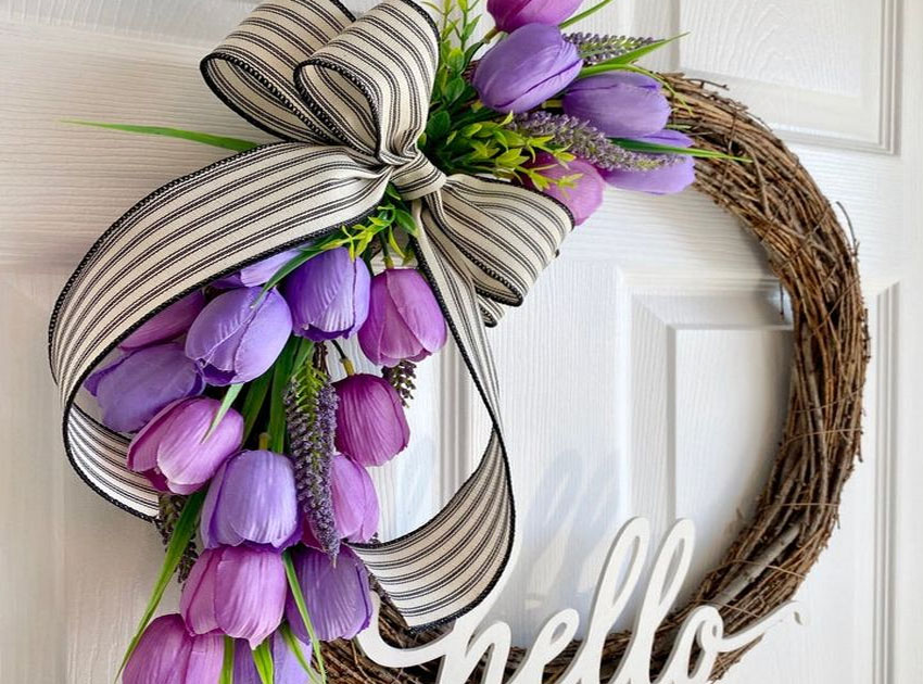 purple tulip wreath