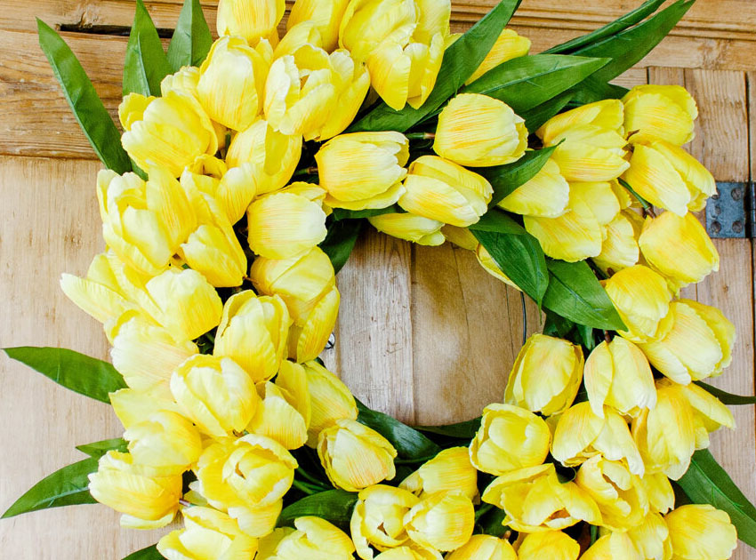 yellow Tulip wreaths for front door