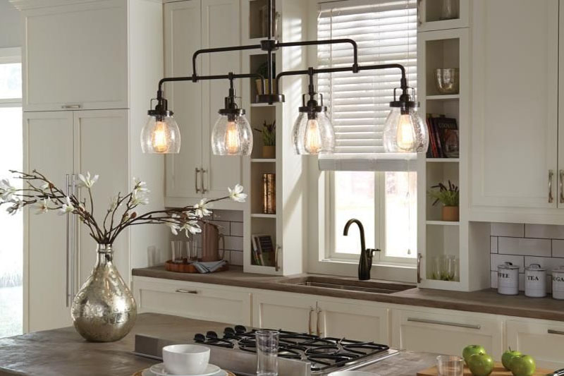 Rustic island kitchen lighting