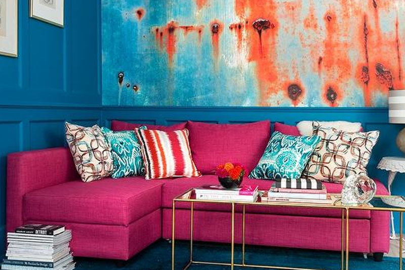 pink and blue living