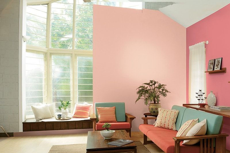 Pink Two Colour Combination For Living Room