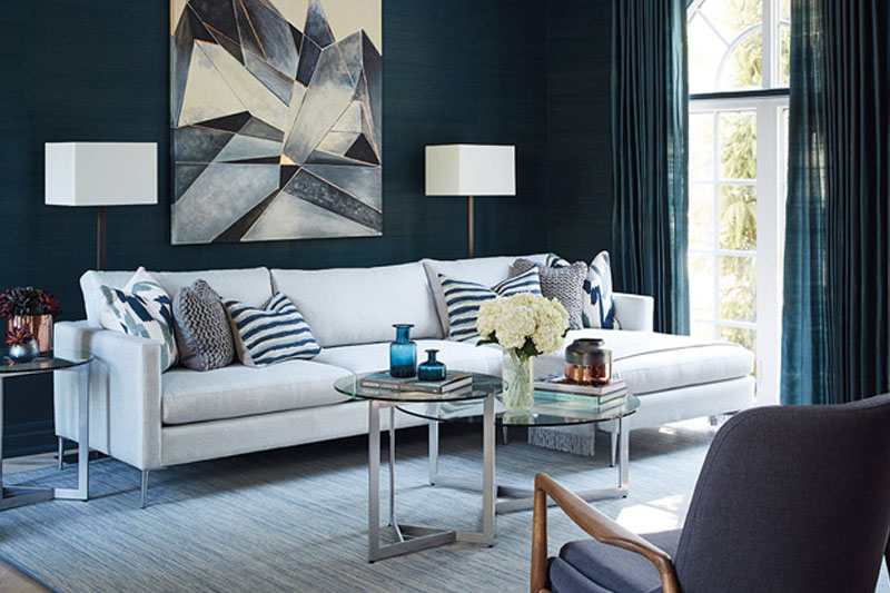 Modern blue living room decoration