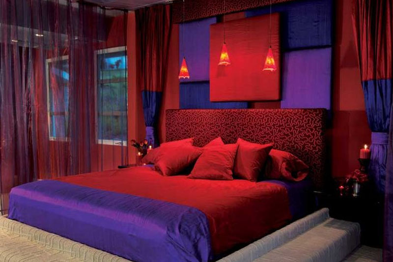 Red and purple bedroom color combination