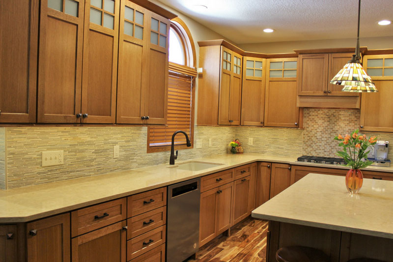 modern kitchen  with oak countertops