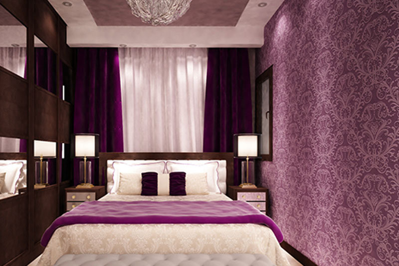 purple accent bedroom wall