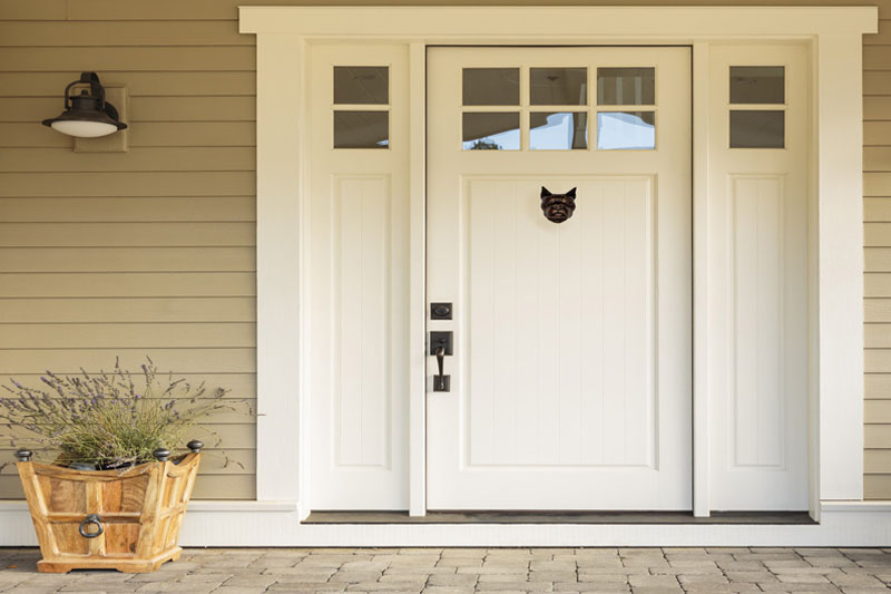 white front door for beige house