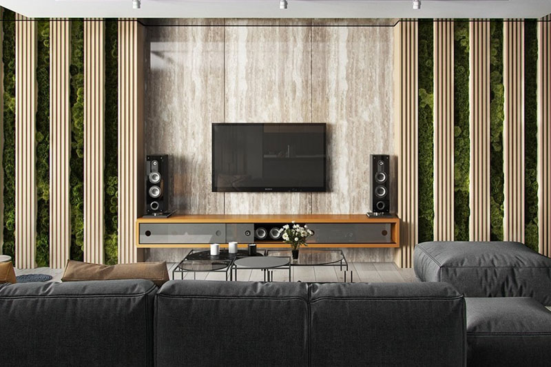 living area media wall design